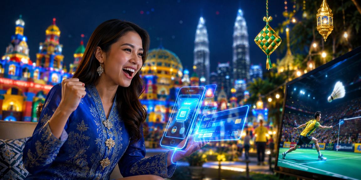 Pengguna berbaju kurung menikmati kasino hiburan Malaysia dalam platform t1000
